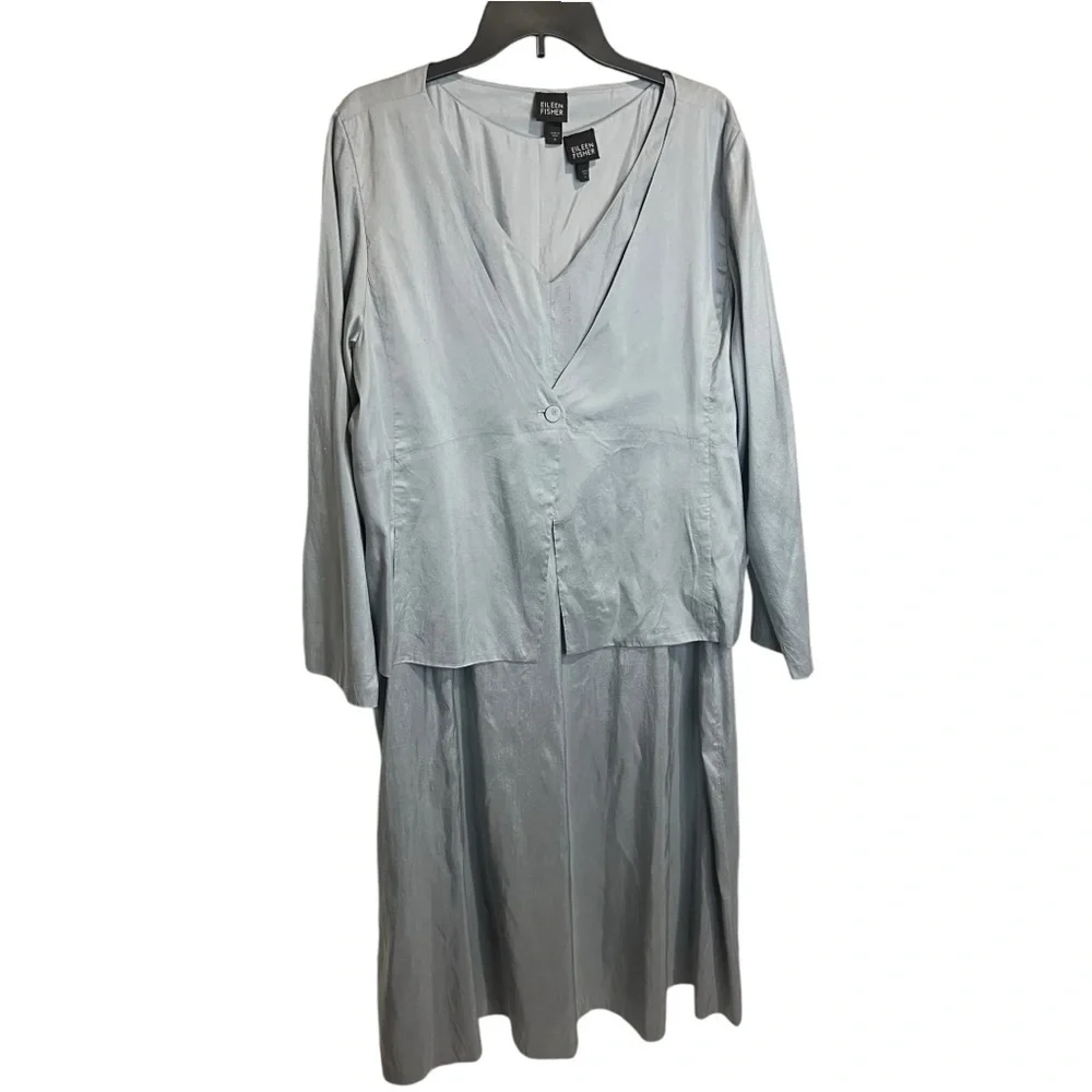 Eileen Fisher Textured Silk Dress and Jacket - Picture 12 of 12